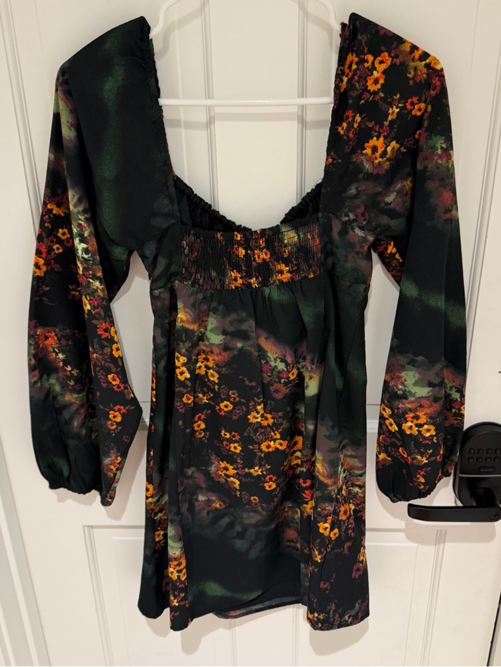 Urban Outfitters Black Floral Mini Dress with Orange Accents - Picture 5 of 7